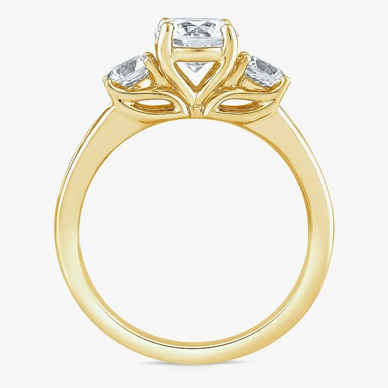 Love Lives Forever (G / Si1-Si2) Womens 2 CT. T.W. Lab Grown White Diamond 10K Gold Round Side Stone 3-Stone Engagement Ring