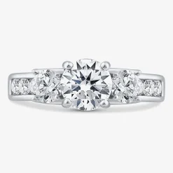 Love Lives Forever (G / Si1-Si2) Womens 2 CT. T.W. Lab Grown White Diamond 10K Gold Round Side Stone 3-Stone Engagement Ring