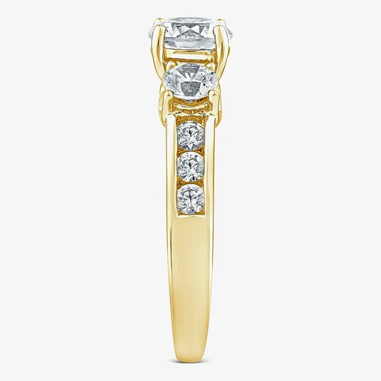 Love Lives Forever (G / Si1-Si2) Womens 2 CT. T.W. Lab Grown White Diamond 10K Gold Round Side Stone 3-Stone Engagement Ring