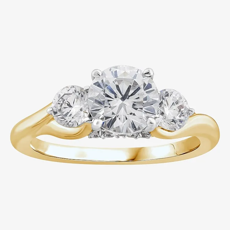 Love Lives Forever (G / Si1-Si2) Womens 2 CT. T.W. Lab Grown White Diamond 10K Gold Round 3-Stone Engagement Ring