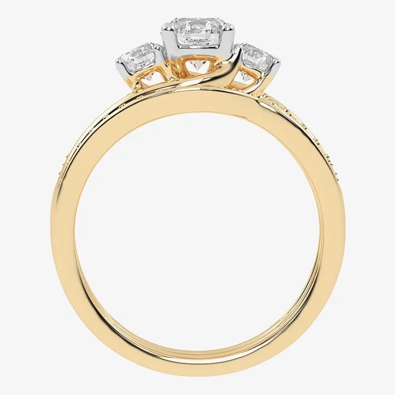 Love Lives Forever (G / Vs2-Si1) Womens 1 CT. T.W. Lab Grown White Diamond 10K Gold Side Stone 3-Stone Bridal Set
