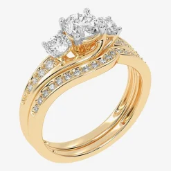 Love Lives Forever (G / Vs2-Si1) Womens 1 CT. T.W. Lab Grown White Diamond 10K Gold Side Stone 3-Stone Bridal Set