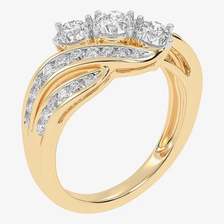 Love Lives Forever (G / Vs2-Si1) Womens 1 1/2 CT. T.W. Lab Grown White Diamond 10K Gold Side Stone 3-Stone Engagement Ring