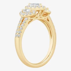 Love Lives Forever (H-I / Si1-Si2) Womens 1 CT. T.W. Lab Grown White Diamond 10K Gold Marquise Side Stone 3-Stone Engagement Ring