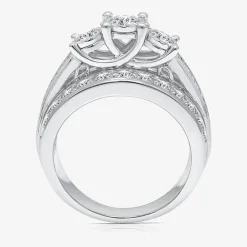 Love Lives Forever (I / I1) Womens 2 CT. T.W. Lab Grown White Diamond 10K Gold Round 3-Stone Engagement Ring