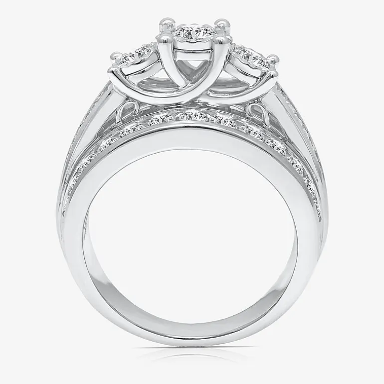 Love Lives Forever (I / I1) Womens 2 CT. T.W. Lab Grown White Diamond 10K Gold Round 3-Stone Engagement Ring