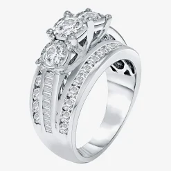 Love Lives Forever (I / I1) Womens 2 CT. T.W. Lab Grown White Diamond 10K Gold Round 3-Stone Engagement Ring