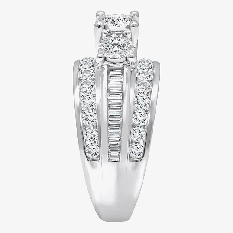 Love Lives Forever (I / I1) Womens 2 CT. T.W. Lab Grown White Diamond 10K Gold Round 3-Stone Engagement Ring