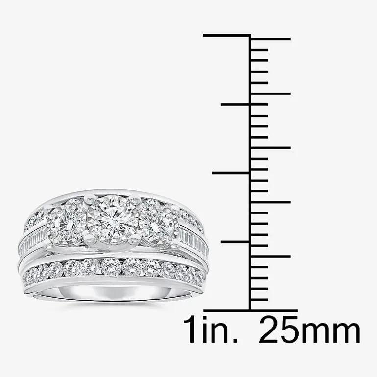 Love Lives Forever (I / I1) Womens 2 CT. T.W. Lab Grown White Diamond 10K Gold Round 3-Stone Engagement Ring