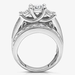 Love Lives Forever (I / I1) Womens 4 CT. T.W. Lab Grown White Diamond 10K Gold Round Side Stone 3-Stone Engagement Ring