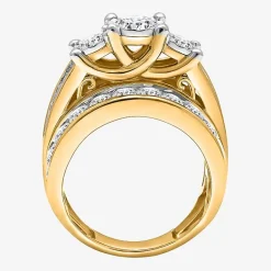 Love Lives Forever (I / I1) Womens 4 CT. T.W. Lab Grown White Diamond 10K Gold Round Side Stone 3-Stone Engagement Ring