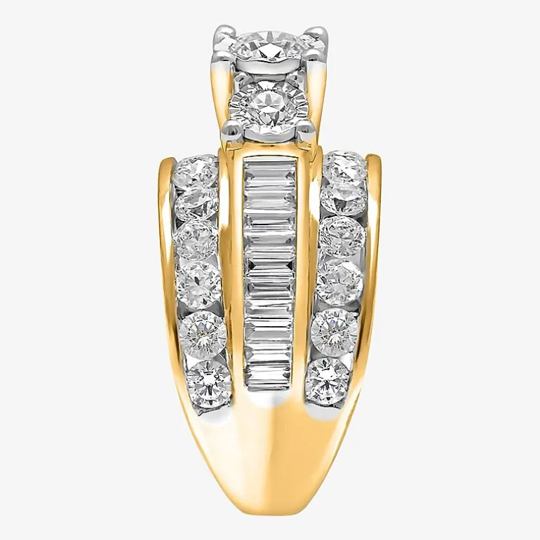 Love Lives Forever (I / I1) Womens 4 CT. T.W. Lab Grown White Diamond 10K Gold Round Side Stone 3-Stone Engagement Ring
