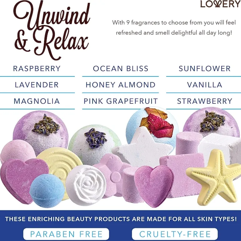 LOVERY™ Variety Bath Bombs Basket - 17pc Home Bath Gift Set