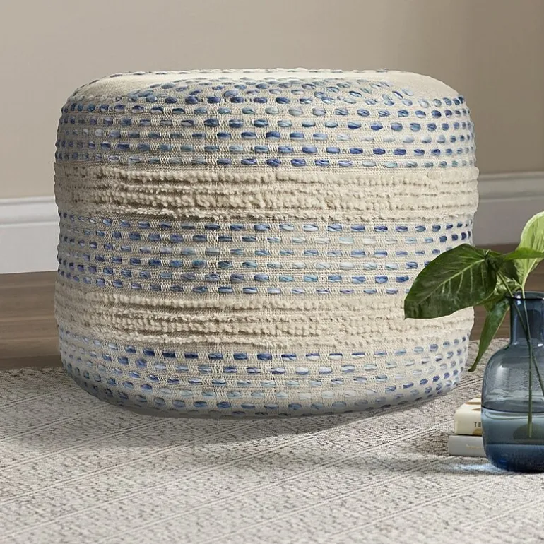 LR Home Eleanor 14" Handmade Cotton Blend Pouf