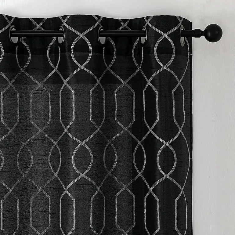 Luke Embroidered Grommet Top Light-Filtering Set of 2 Curtain Panel