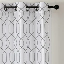 Luke Embroidered Grommet Top Light-Filtering Set of 2 Curtain Panel