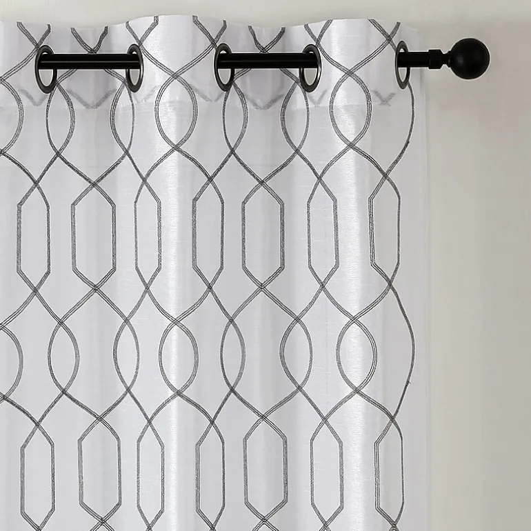 Luke Embroidered Grommet Top Light-Filtering Set of 2 Curtain Panel