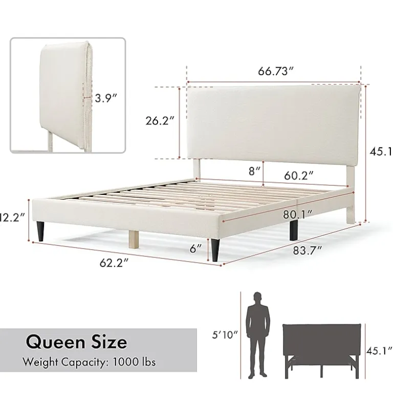Lumi Boucle Fabric Queen Bed