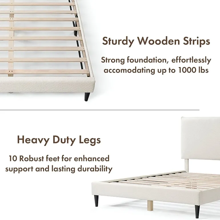 Lumi Boucle Fabric Queen Bed