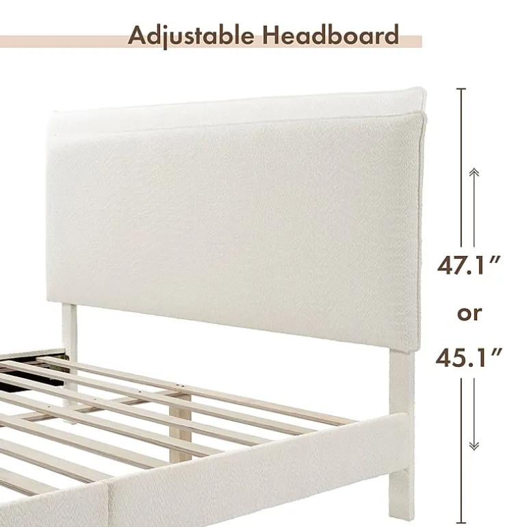 Lumi Boucle Fabric Queen Bed