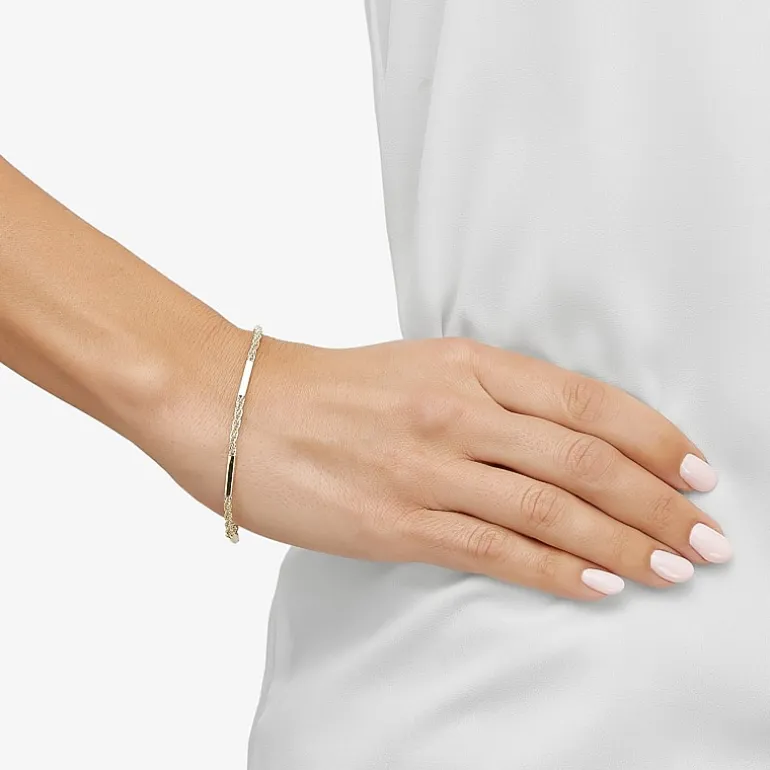 Made in Italy 10K Gold Hollow Bar Station Bracelet