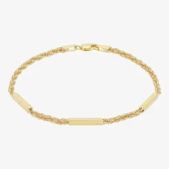 Made in Italy 10K Gold Hollow Bar Station Bracelet