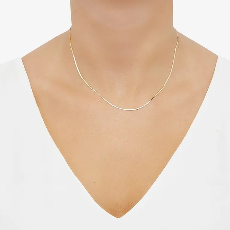 Made in Italy 14K Gold 16 - 18 Inch Solid Herringbone Chain Necklace