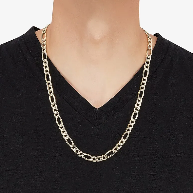 Made in Italy Mens 10K Gold 24 Inch Figaro Chain Necklace