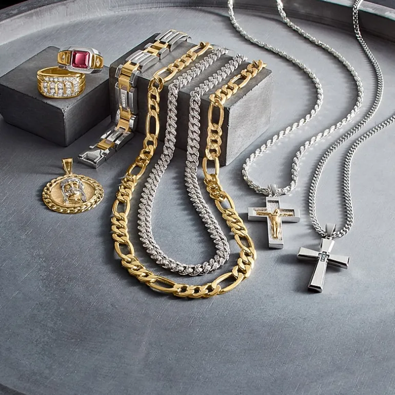 Made in Italy Mens 10K Gold 24 Inch Figaro Chain Necklace