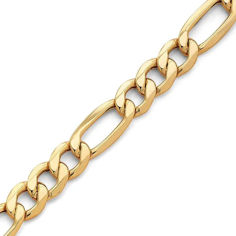 Made in Italy Mens 10K Gold 8 1/2 Inch Figaro Chain Bracelet