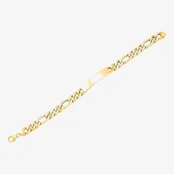 Made in Italy Mens 10K Gold 9 Inch Hollow Figaro Id Bracelet