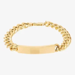 Made in Italy Mens 14K Gold 8 1/2 Inch Hollow Curb Id Bracelet