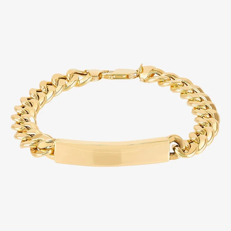 Made in Italy Mens 14K Gold 8 1/2 Inch Hollow Curb Id Bracelet