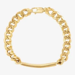 Made in Italy Mens 14K Gold 8 1/2 Inch Hollow Curb Id Bracelet