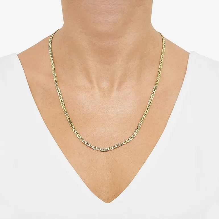 Made in Italy Mens 10K Gold 22 Inch Mariner Chain Necklace