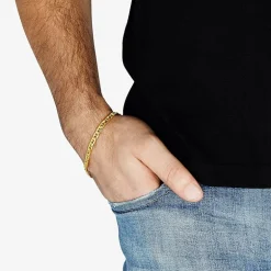 Made in Italy Mens 10K Gold Semisolid Link Chain Bracelet