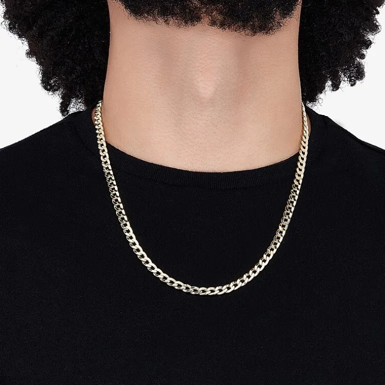 Made In Italy Mens 10K Yellow Gold 22" 6mm Semi-Solid Curb Chain Necklace