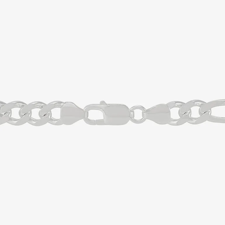 Made in Italy Mens Sterling Silver 8 1/2 Inch Solid Figaro Chain Bracelet