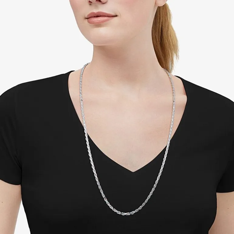 Made in Italy Mens Sterling Silver 30 Inch Rope Chain Necklace
