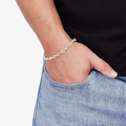Made in Italy Unisex Adult 10K Gold 9 Inch Hollow Rope Chain Bracelet