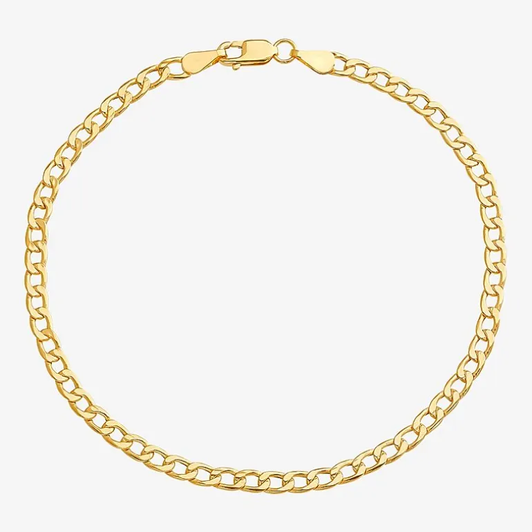 Made in Italy Unisex Adult 10K Gold 7.5 Inch Hollow Curb Chain Bracelet