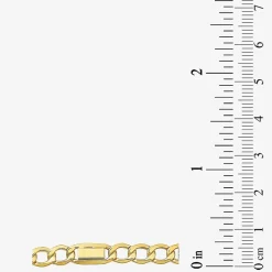 Made in Italy Unisex Adult 10K Gold 8 1/2 Inch Hollow Link Chain Bracelet