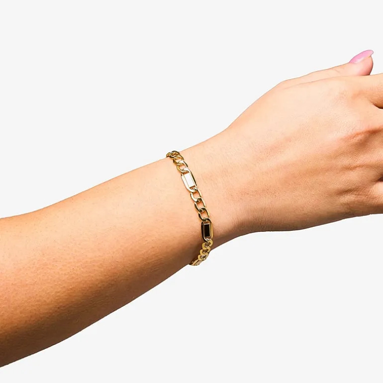 Made in Italy Unisex Adult 10K Gold 8 1/2 Inch Hollow Link Chain Bracelet