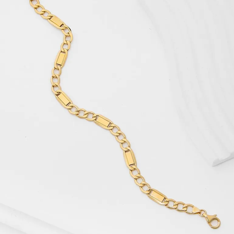 Made in Italy Unisex Adult 10K Gold 8 1/2 Inch Hollow Link Chain Bracelet