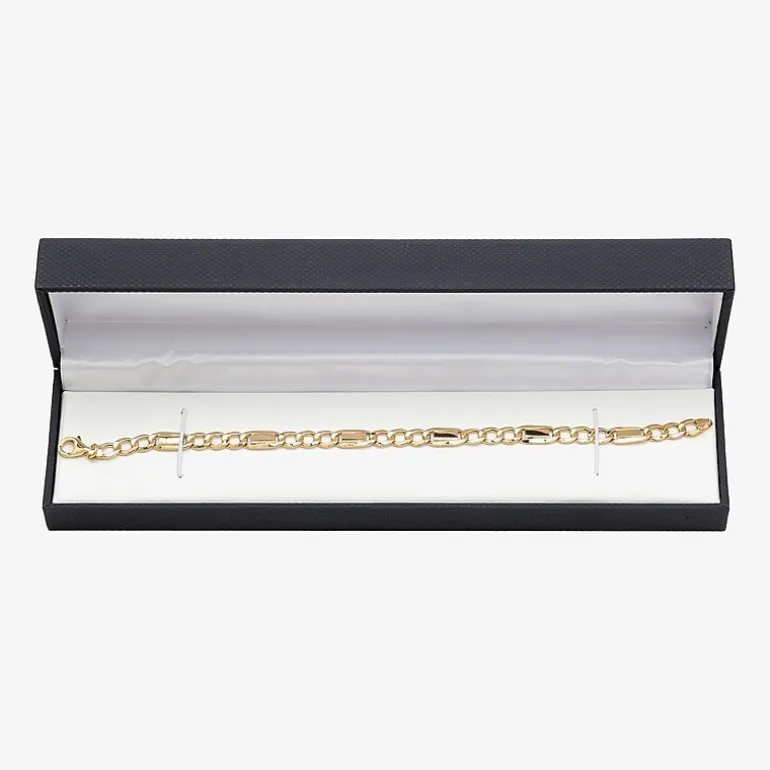 Made in Italy Unisex Adult 10K Gold 8 1/2 Inch Hollow Link Chain Bracelet