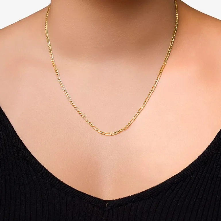 Made in Italy Unisex Adult 10K Gold 22 Inch Figaro Chain Necklace