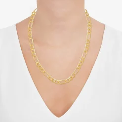 Made in Italy Unisex Adult 14K Gold Over Silver 22 Inch Figaro Chain Necklace