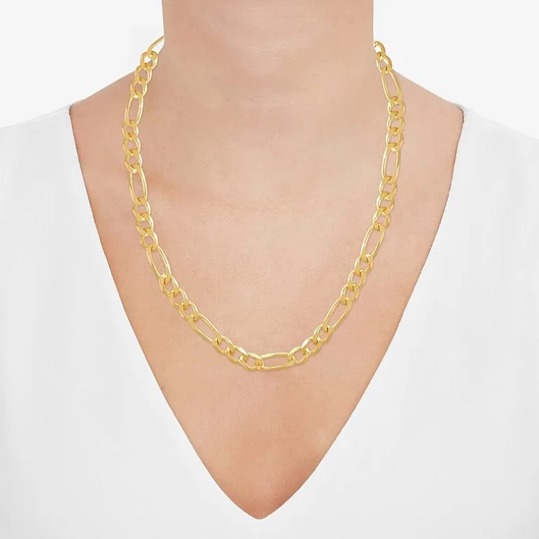 Made in Italy Unisex Adult 14K Gold Over Silver 22 Inch Figaro Chain Necklace