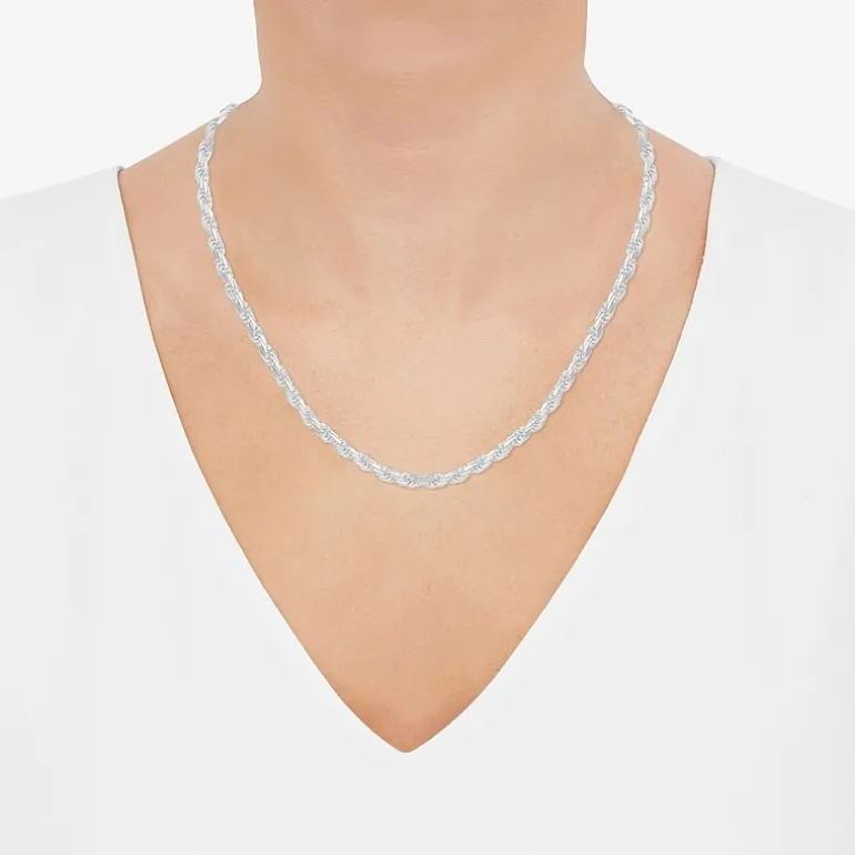 Made in Italy Unisex Adult Sterling Silver 20 Inch Rope Chain Necklace