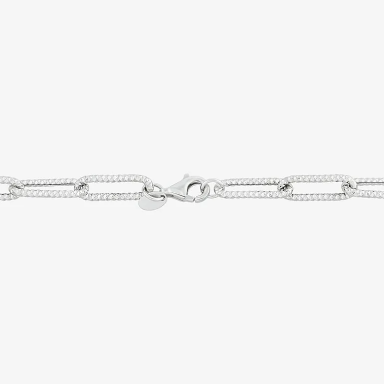 Made in Italy Womens 14K Gold 8 Inch Hollow Paperclip Chain Bracelet
